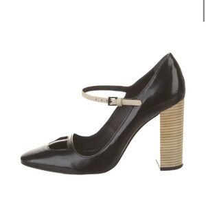 Tory Burch Black Patent Leather Mary Jane Pump with Faye Block Heel - Size 6.5